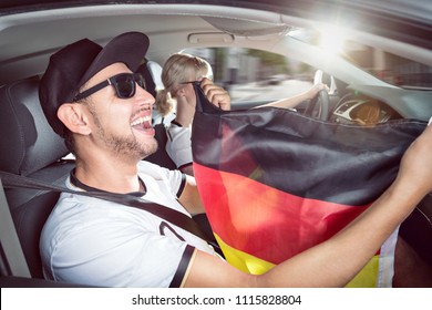 German Football Fan Inside A Car