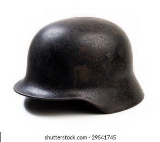 German helmet of times of the second world war on a white background