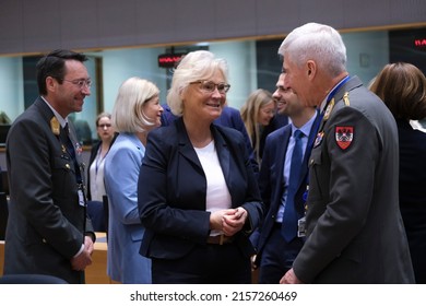 German Minister Of Defense Christine Lambrecht Arrives To Attend A EU Defence Ministers Council In Brussels, Belgium, 17 May 2022.