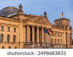 German Parliament the Bundestag in the Reichstag Building. Text says: To the German Population