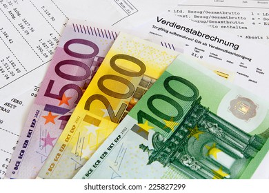 German Payroll With Euro Banknotes