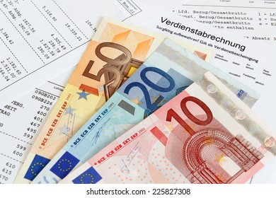 German Payroll With Euro Banknotes