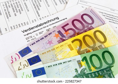 German Payroll With Euro Banknotes