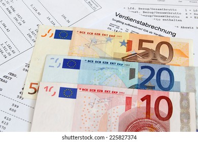 German Payroll With Euro Banknotes