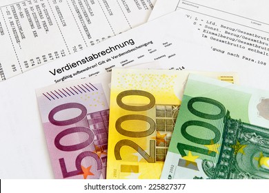 German Payroll With Euro Banknotes