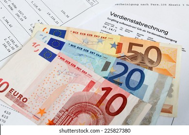 German Payroll With Euro Banknotes