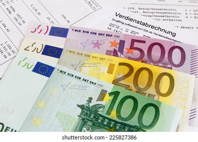 German Payroll With Euro Banknotes