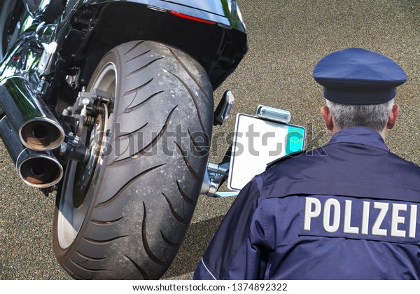 German\
police, locking and securing a crime\
scene.
