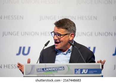 The German Politician And Prime Minister Of Hesse Boris Rhein Gives A Speech At The State Congress Of The Young Union Of Hesse In Baunatal, Hesse, Germany, On June 4th 2022.