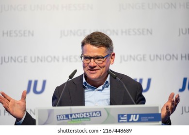 The German Politician And Prime Minister Of Hesse Boris Rhein Gives A Speech At The State Congress Of The Young Union Of Hesse In Baunatal, Hesse, Germany, On June 4th 2022.