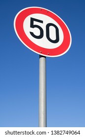 German Road Sign: Speed Limit 50 Km/h