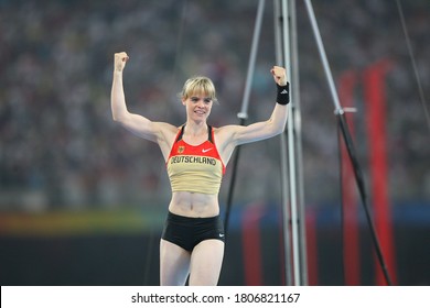 German Silke Spiegelburg Competes With Isinbayeva In The Pole Vault Final At The National Stadium At The China 2008 Beijing Olympic Games On August 18, 2008.