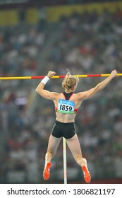 German Silke Spiegelburg Competes With Isinbayeva In The Pole Vault Final At The National Stadium At The China 2008 Beijing Olympic Games On August 18, 2008.