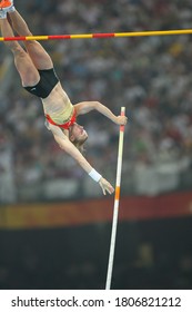 German Silke Spiegelburg Competes With Isinbayeva In The Pole Vault Final At The National Stadium At The China 2008 Beijing Olympic Games On August 18, 2008.