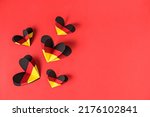 German style abstract background, hearts in the colors of the German flag