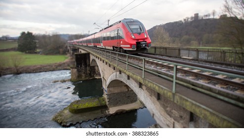 German Train On A Bridge