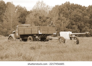 German Transport Of WWII Time During Historical Reenactment Of WWII , May 13, 2012 In Kiev, Ukraine