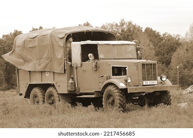 German Transport Of WWII Time During Historical Reenactment Of WWII , May 13, 2012 In Kiev, Ukraine