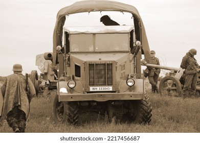 German Transport Of WWII Time During Historical Reenactment Of WWII , May 13, 2012 In Kiev, Ukraine