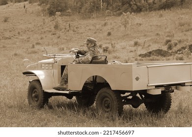 German Transport Of WWII Time During Historical Reenactment Of WWII , May 13, 2012 In Kiev, Ukraine