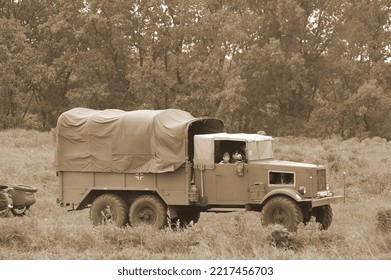 German Transport Of WWII Time During Historical Reenactment Of WWII , May 13, 2012 In Kiev, Ukraine