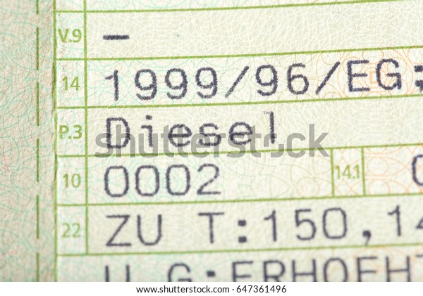 German vehicle\
registration for a diesel\
car