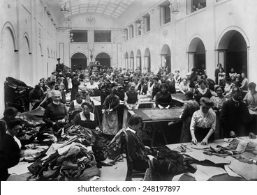 German Women Making Soldiers' Uniforms During World War 1. 1914-18.