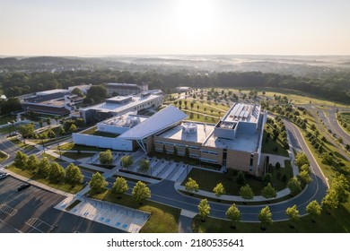 Germantown, Maryland, USA - July 20, 2022: An Aerial View Of Montgomery College, An Affordable Community College For Montgomery County Residents. 