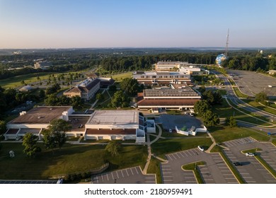 Germantown, Maryland, USA - July 20, 2022: An Aerial View Of Montgomery College, An Affordable Community College For Montgomery County Residents. 