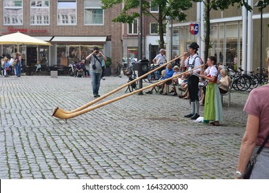 Lübeck, Germany  09/08/2015 Musicians Play On The Old Alpenhorn