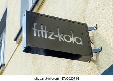 Osnabrück, Germany - 19 June 2020: German Cola Brand Fritz-kola Sign On Trendy Record Shop And Cafe Exterior 