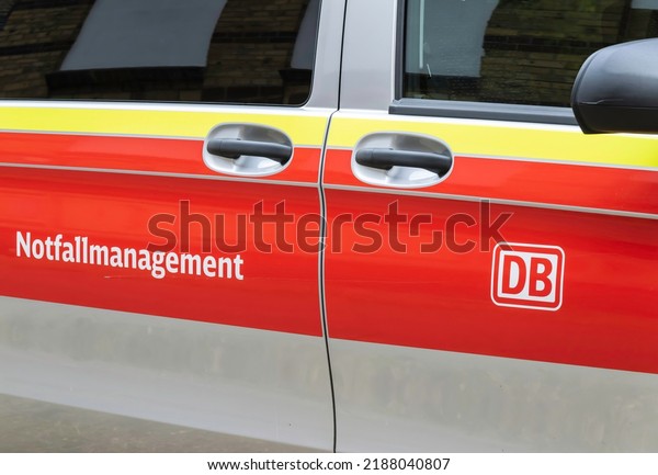 Germany , Berlin , 09.08.2022 , Inscription\
emergency management DB on the side of a\
car
