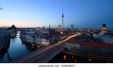Germany - Berlin - Skyline - Alexander Platz & The Dome - Clean Sunset