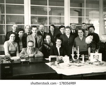 GERMANY - CIRCA 1950s: An Antique Photo Of Party In The Office