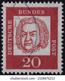 GERMANY - CIRCA 1961: a postage stamp from GERMANY, showing a portrait of the composer, cantor, court concert master and violinist Johann Sebastian Bach from Thuringia. Circa 1961