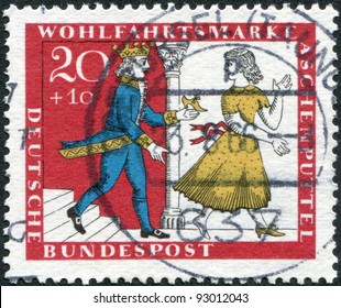 GERMANY - CIRCA 1965: A Stamp Printed In The Germany, Shows A Scene From A Fairy Tale Of The Brothers Grimm, 