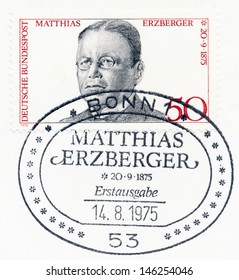 GERMANY - CIRCA 1975: A Stamp Printed In Germany, Shows Matthias Erzberger (1875-1921), Statesman, Signer Of Compiegne Armistice (1918) At End Of World War I, Circa 1975