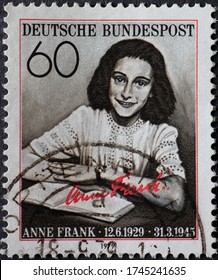 GERMANY - CIRCA 1979: A Postage Stamp Printed In Germany Showing Ein Portrait Der Anne Frank Zum 50. Geburtstag Der Autorin Des Tagebuchs Anne Frank (1929–1945)