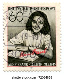 GERMANY - CIRCA 1979: A Stamp Printed By Germany Shows Portrait Of Anne Frank, Circa 1979