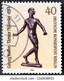 GERMANY - CIRCA 1981: A Stamp Printed In The Germany, Berlin Shows Nijinsky, 1914, Sculpture By Georg Kolbe.