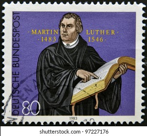 GERMANY - CIRCA 1983: A stamp printed in Germany shows Martin Luther, circa 1983