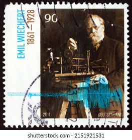 GERMANY - CIRCA 2011: A Stamp Printed In Germany Shows Emil Wiechert, German Physicist And Seismologist, Circa 2011