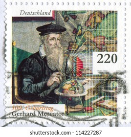 GERMANY - CIRCA 2012: Stamp Printed By Germany, Shows Scientist Gerardus Mercator, Circa 2012