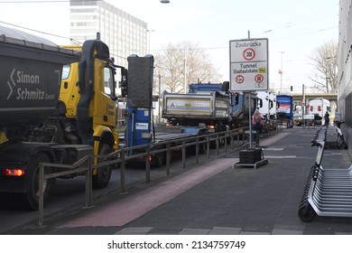 GERMANY, COLOGNE: MARCH 12, 2022: Truck protests against diesel price hikes