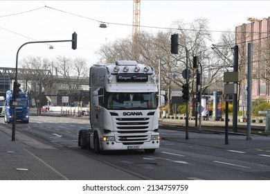 GERMANY, COLOGNE: MARCH 12, 2022: Truck protests against diesel price hikes