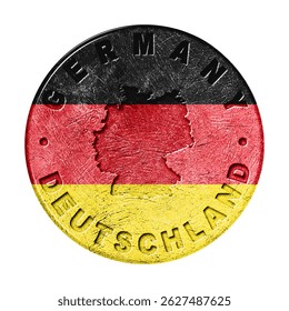 Germany Flag Button with Map, Retro Style