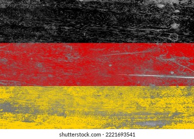 Germany Flag Painted On A Damaged Old Wooden Background