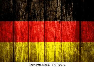 Germany Flag Painted On Old Wood Texture