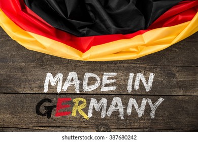 Germany Flag With Text Made In Germany, Concept German Quality