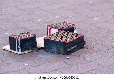 Germany, Hamburg - January 01, 2020: Fireworks Waste After The New Year's Eve Night With The Company Logo WEKO On New Year